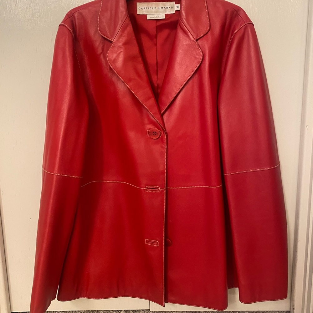 Red leather jacket